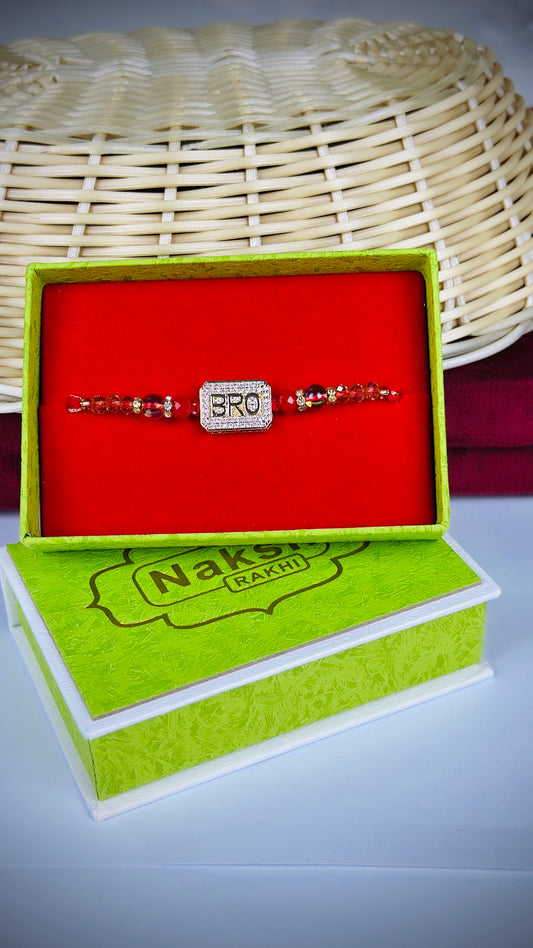 Bro Rakhi / Rakhdi Box in American diamond ( Premium Range ) - Code A38