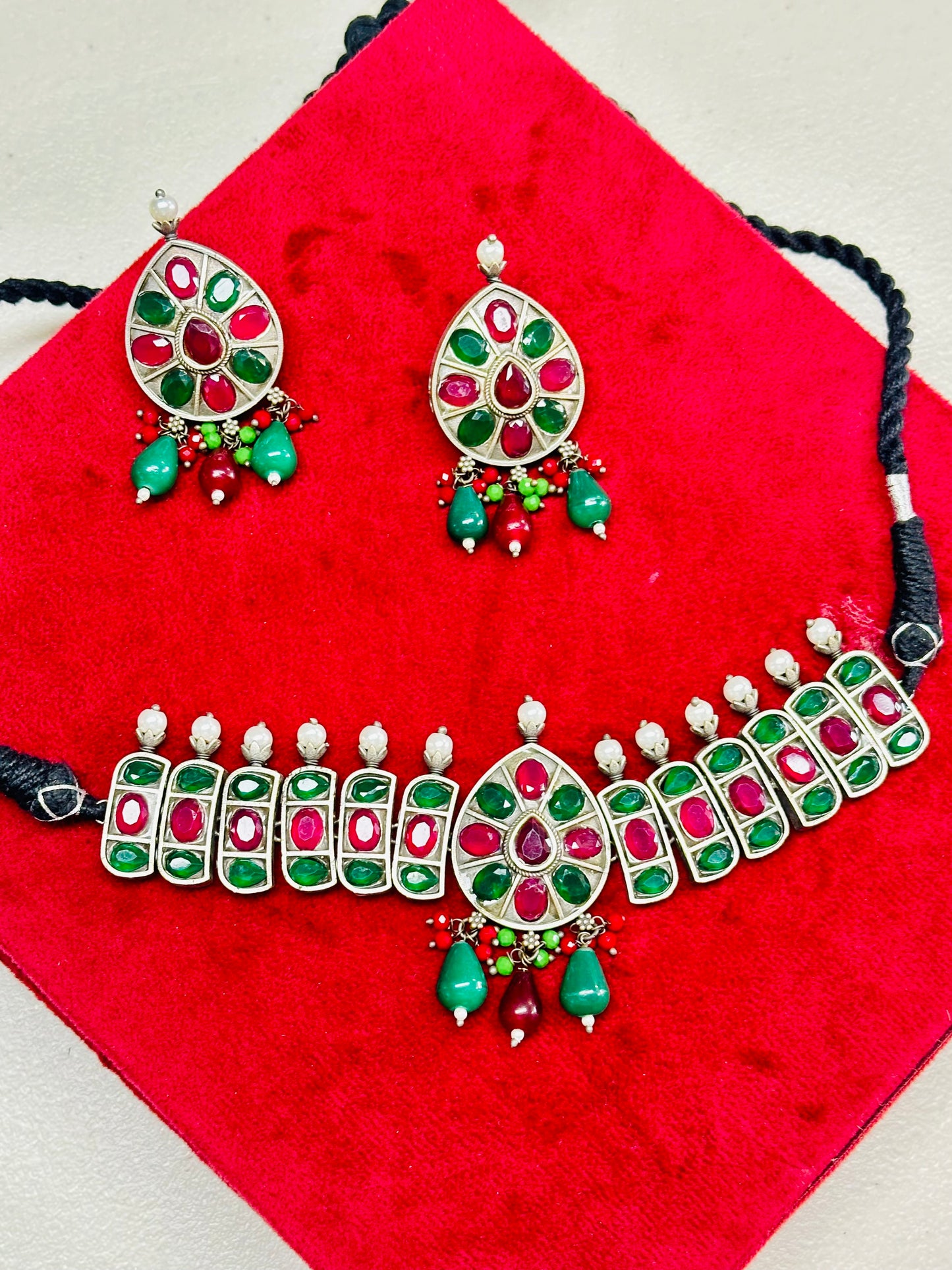 Oxidised necklace set with earrings