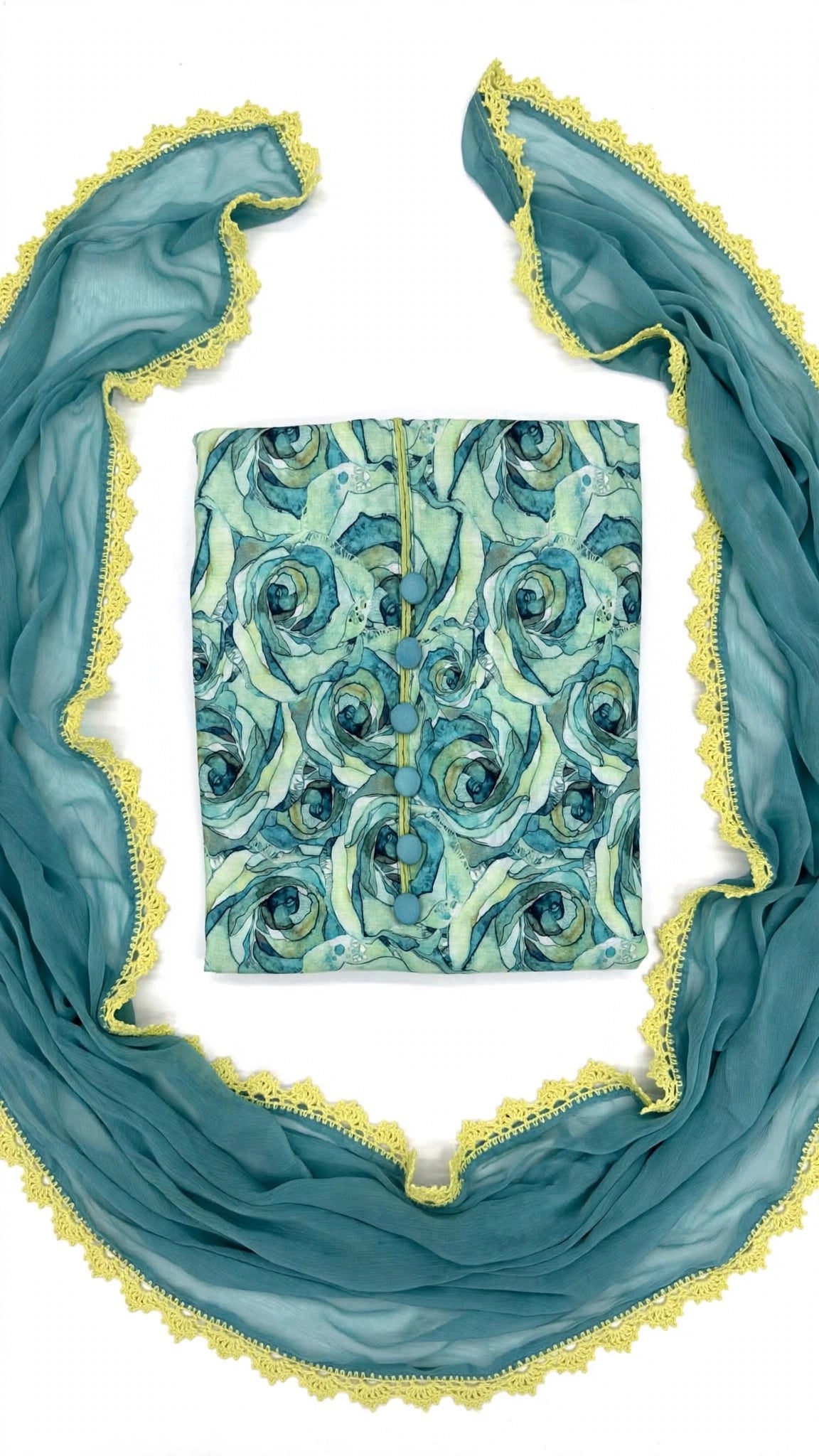 Unstitched suit in Cotton with pure duppta - Colour : Light blue ( Code: X56 )