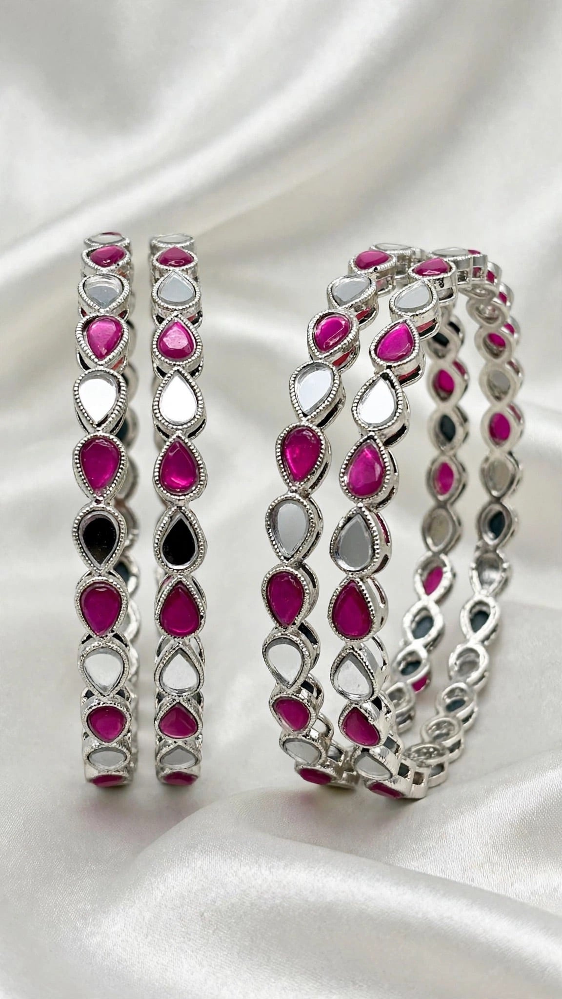 Silver kade bangles - Size 2.10