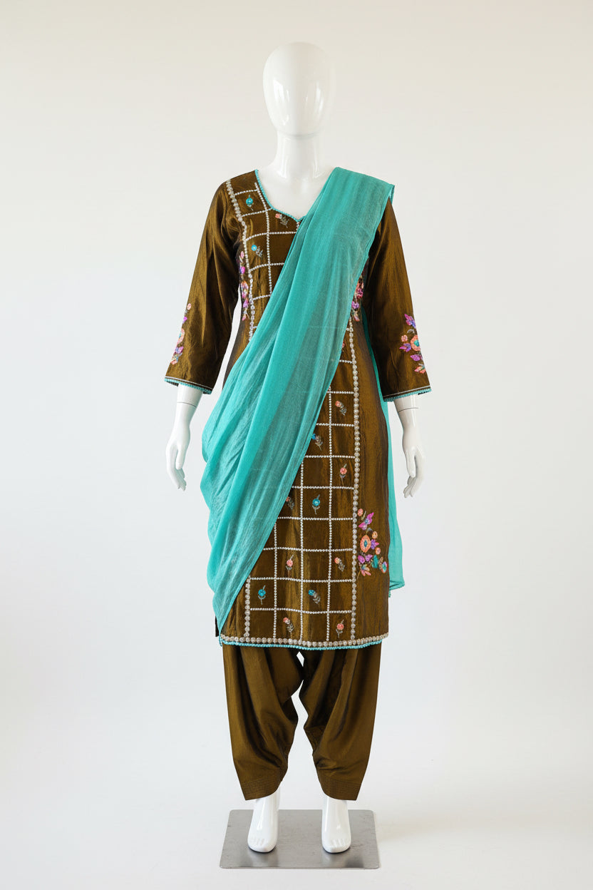 Pashmina silk suit - code 224
