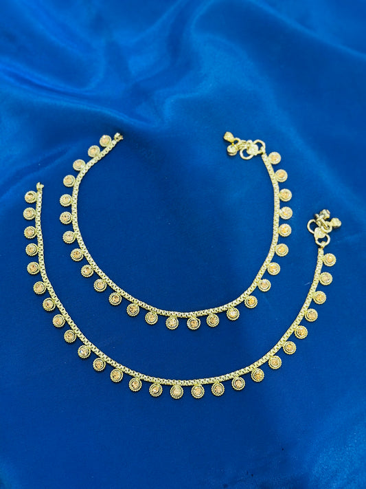 Antiq anklets in gold colour - (Code:055)