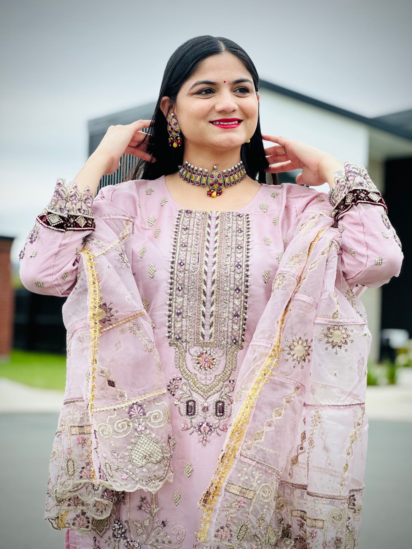 Pakistani suit with handwork  (6914)