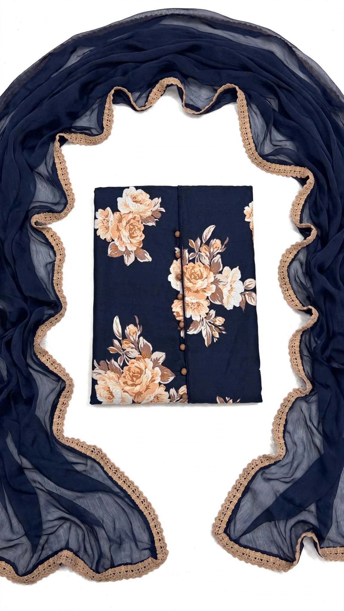 Unstitched suit in Cotton with pure duppta - Colour : Blue  ( Code: X54 )