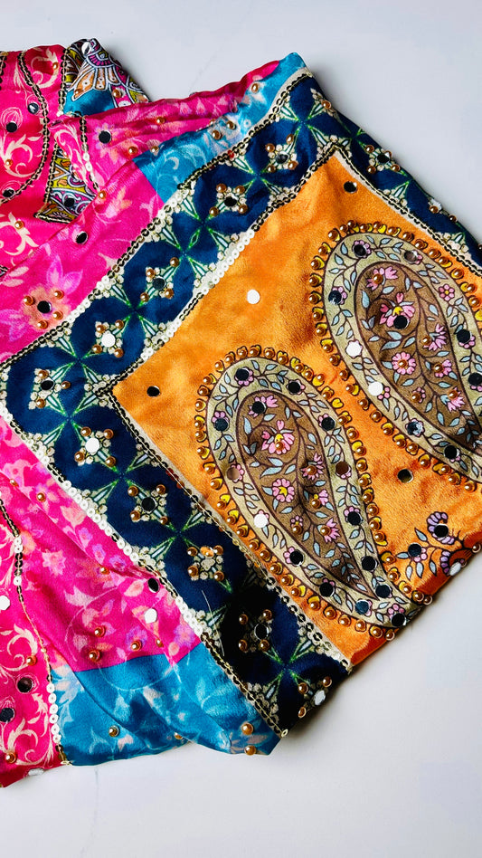 Pure Silk Pakistani Duppata - Handwork