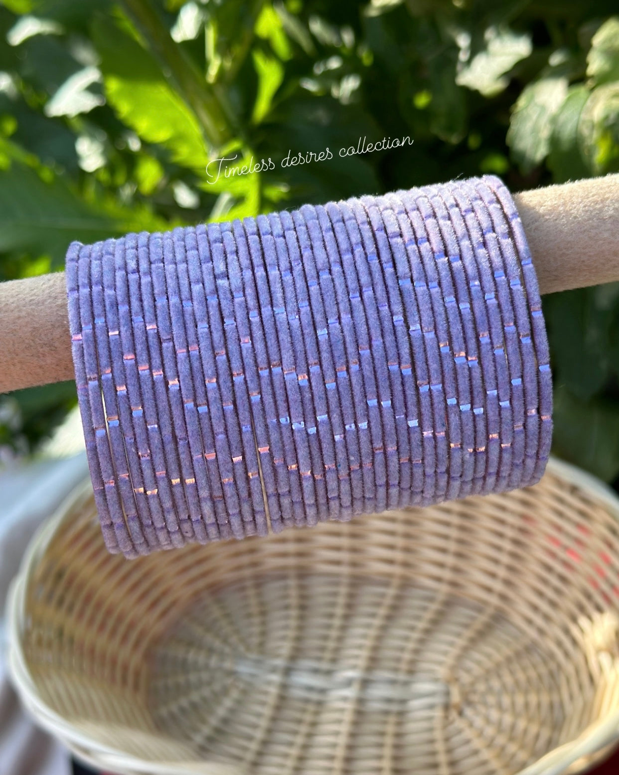 Lavender Plain velvet bangles pack of 36 bangles