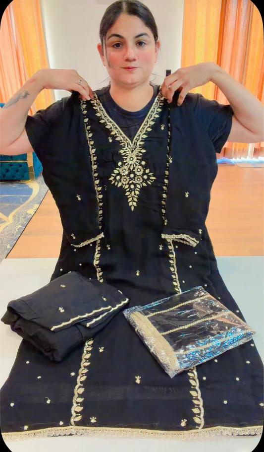 Handwork party wear suit - ( Colour : Black ) Code - 950