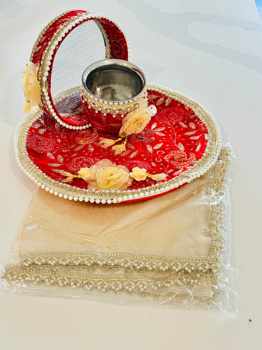 karwa Chauth Thali set with dupatta/chuni, (Code:102)