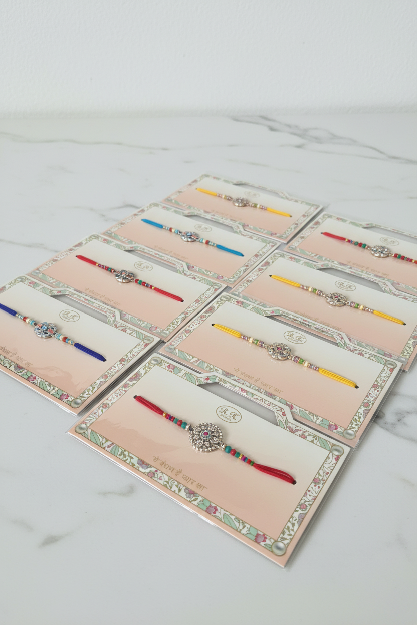 Assorted Rakhi / Rakhdi packs in Meenakari  ( per pack )- 444