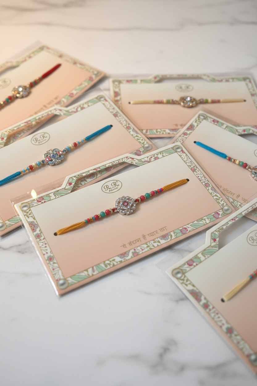 Assorted Rakhi / Rakhdi packs in Meenakari  ( per pack )- 444