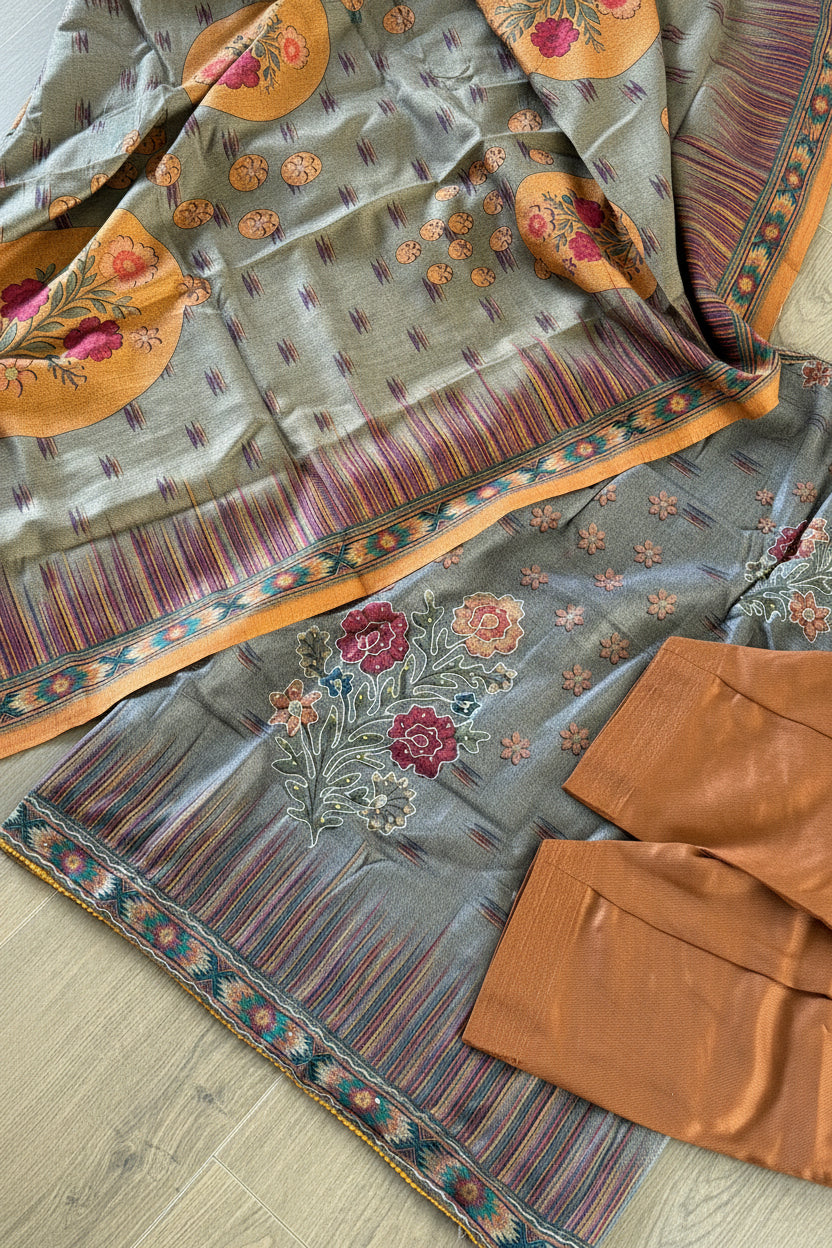 Winter wear pashmina salwar suit with shawl - Code 233