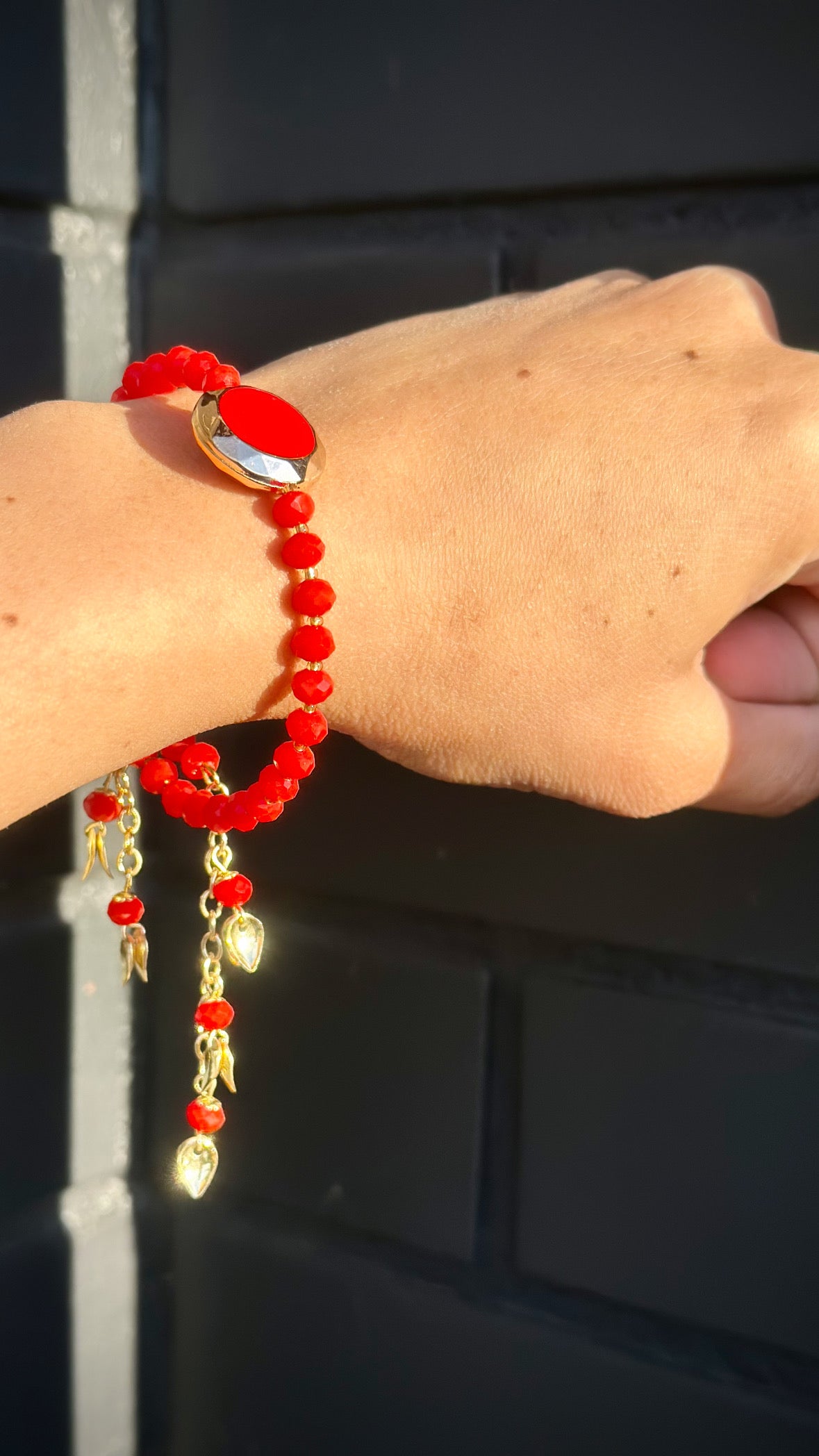 Red Hanging Rakhi / Rakhdi Bracelets for sister or bhabi ( Adjustable in size )