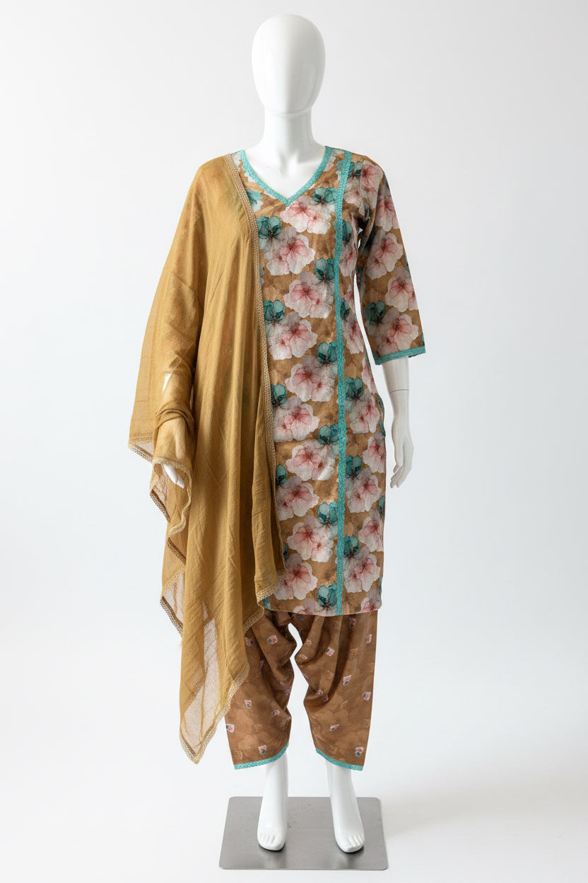 Shimmer silk printed suit - 214