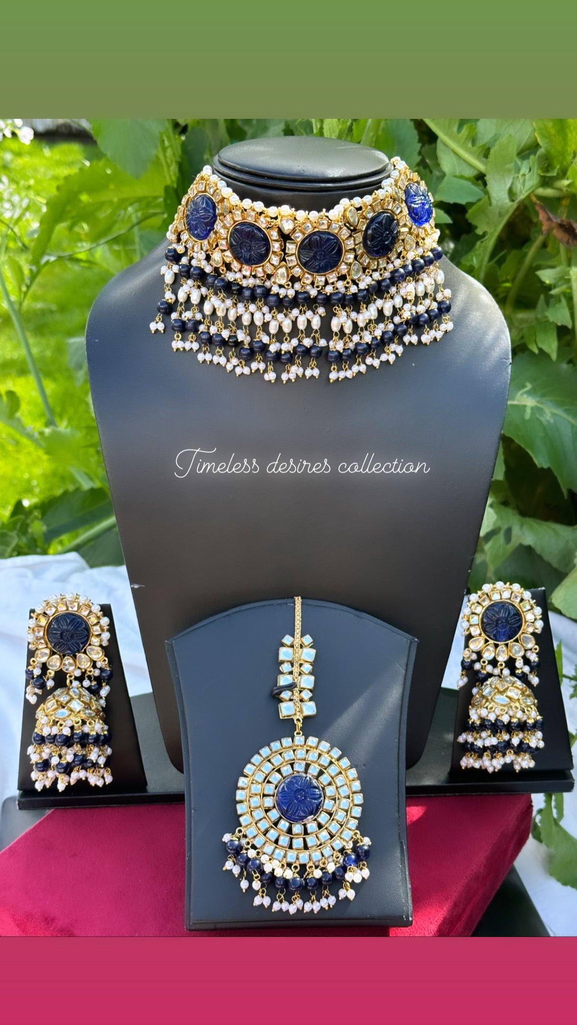 Blue necklace/choker set in kundan ( wedding wear high quality )