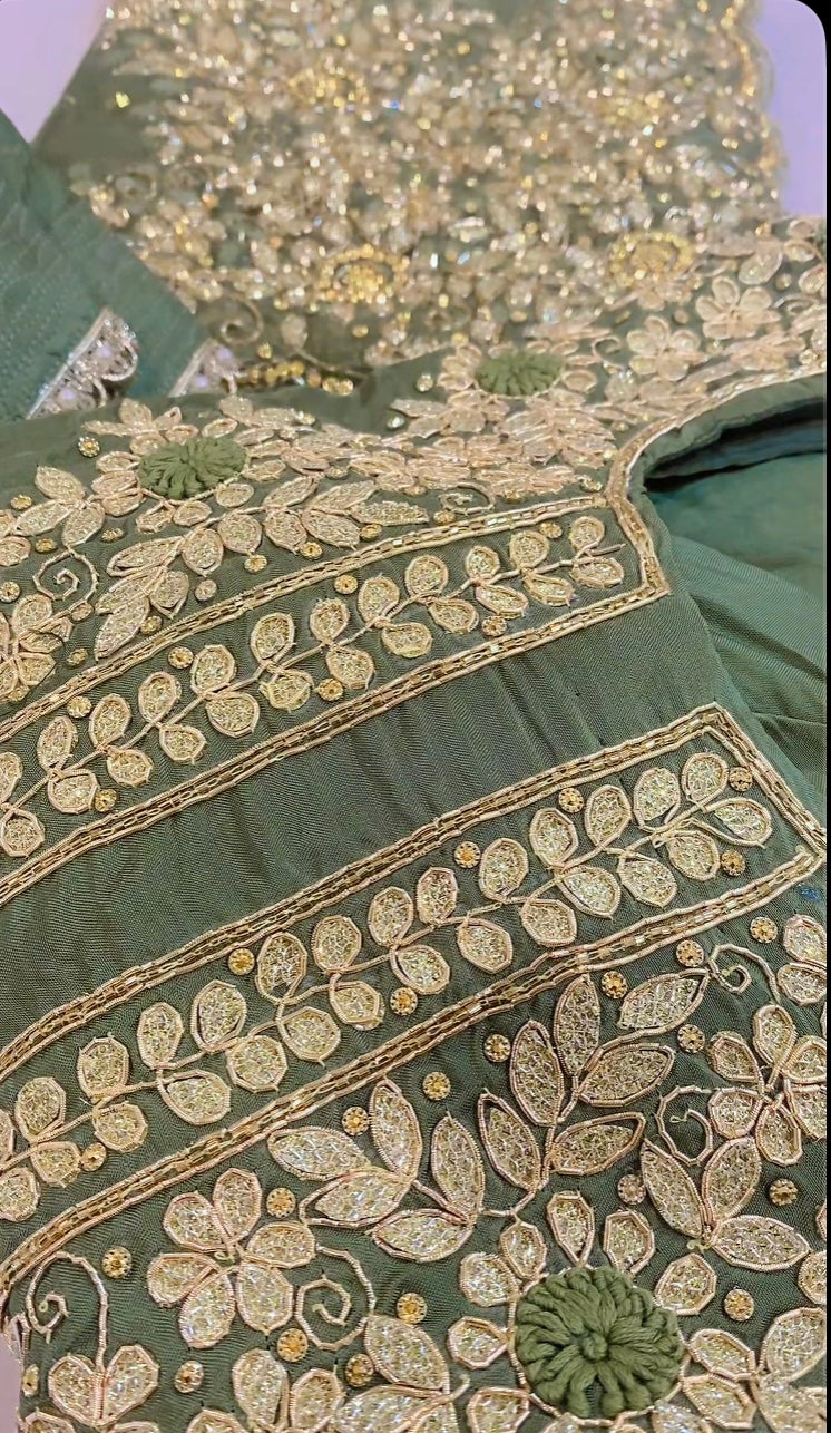 Mint Green Handwork salwar suit - (Code: 732 )