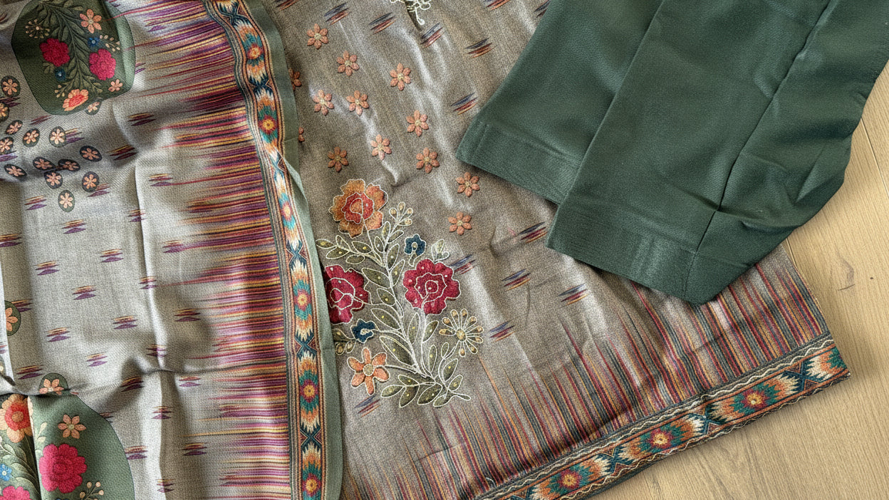Winter wear pashmina salwar suit with shawl - code 234