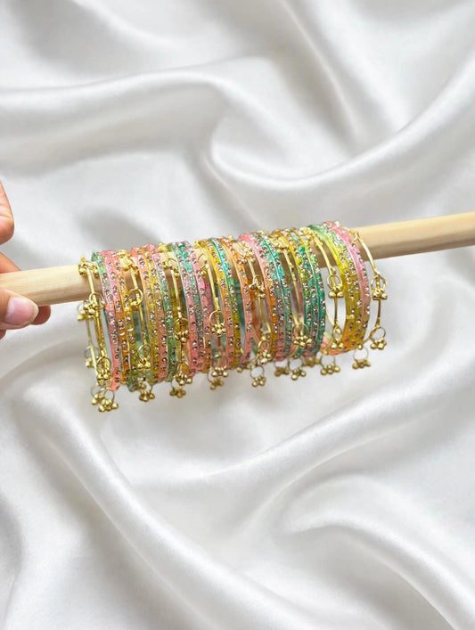 Kashmiri bangles in multi colours ( set of 2 hands )