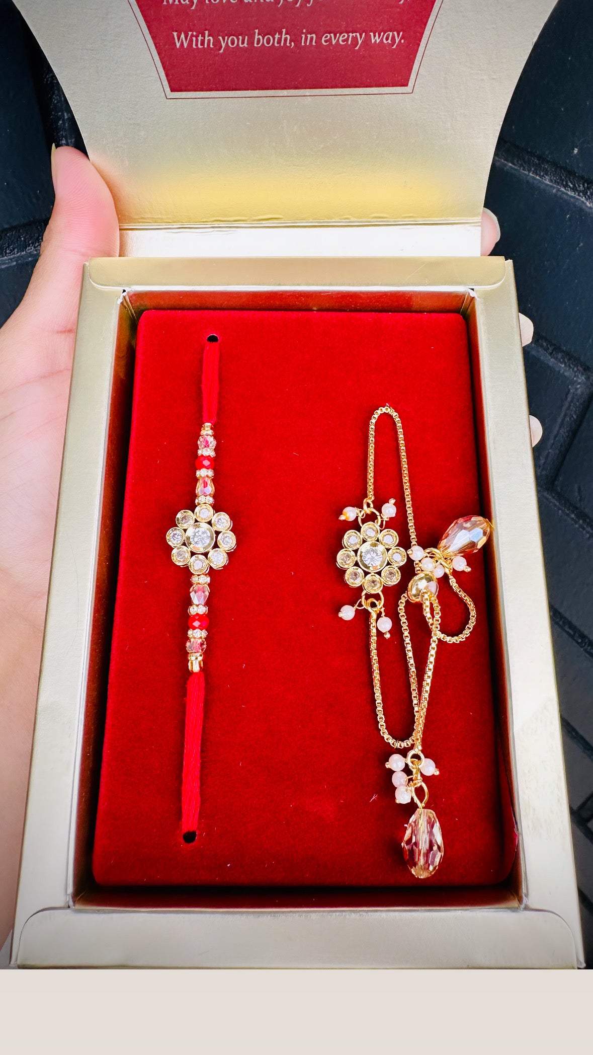 Veera Bhabi Rakhi Combo set in American Diamond - Code A7