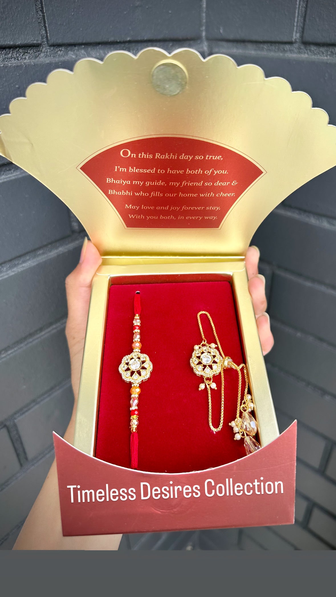 Veera Bhabi Rakhi Combo set in American Diamond - Code A4