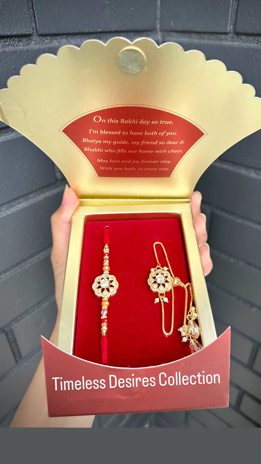 Veera Bhabi Rakhi Combo set in American Diamond - Code A4