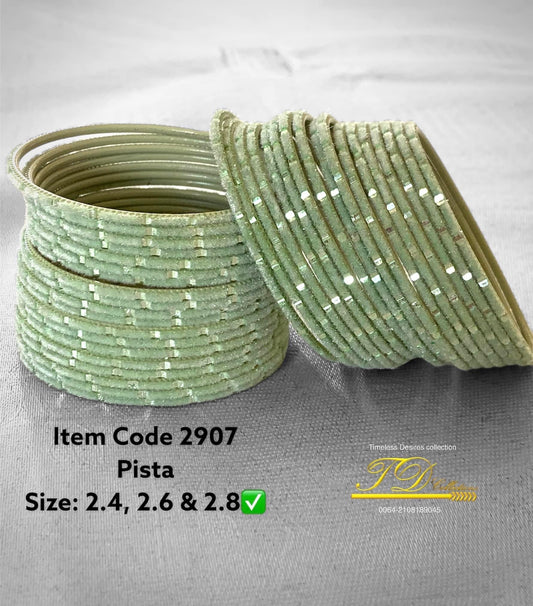 Pista green Plain velvet bangles pack of 36 bangles