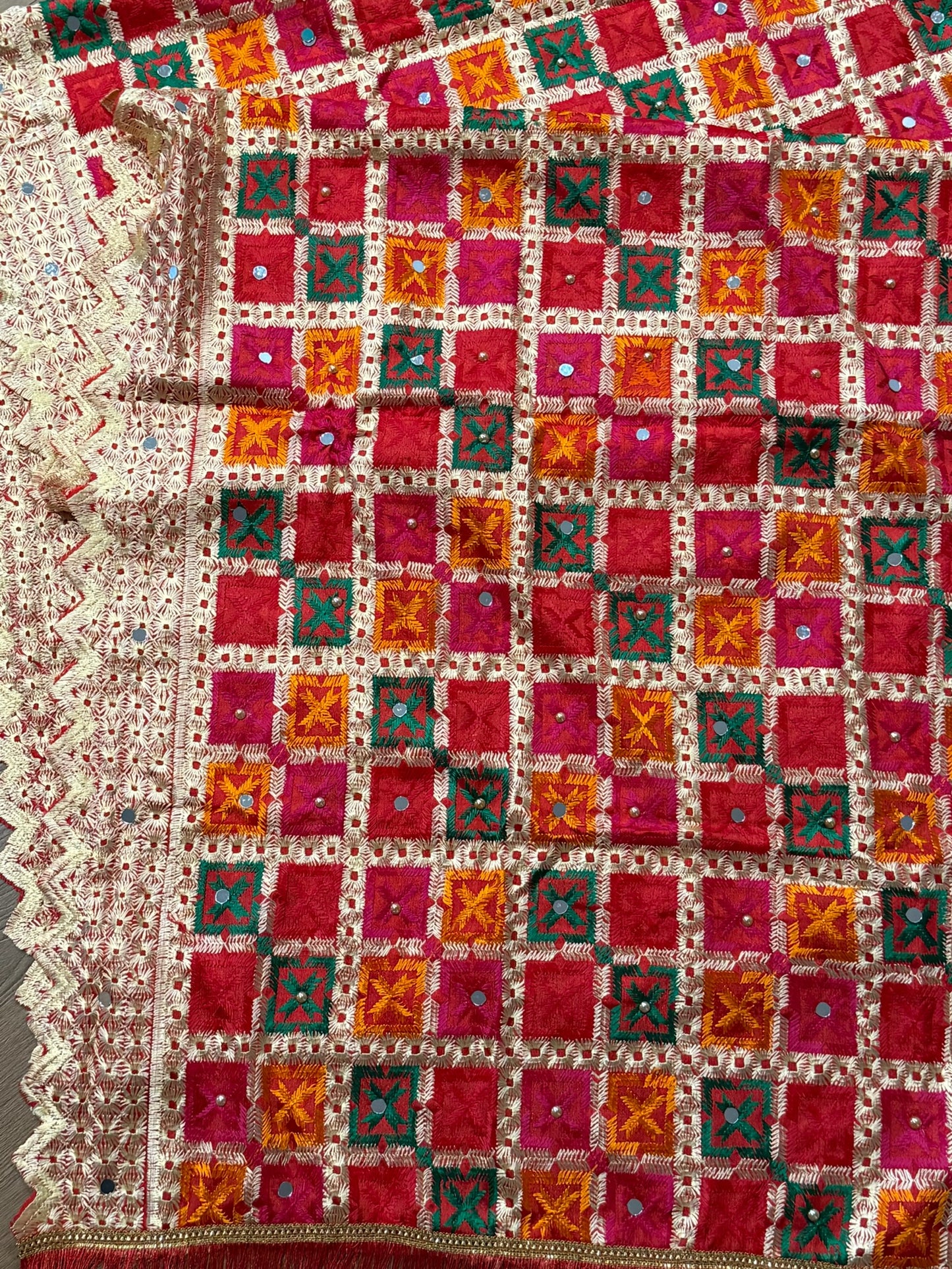 Red Phulkari - code: 0004