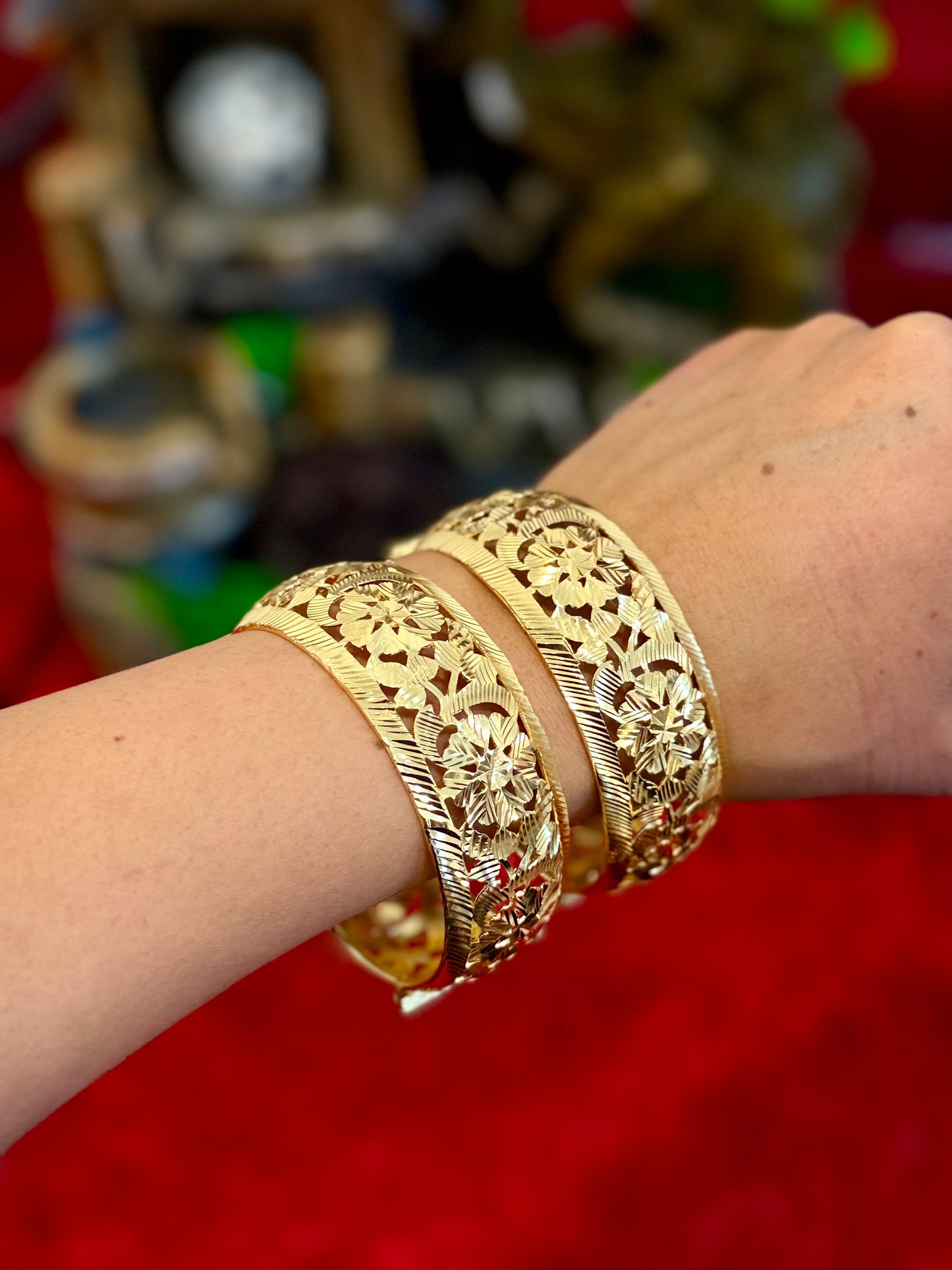 Gold Plated Traditional Kangan - Set of 2  ( X12 )