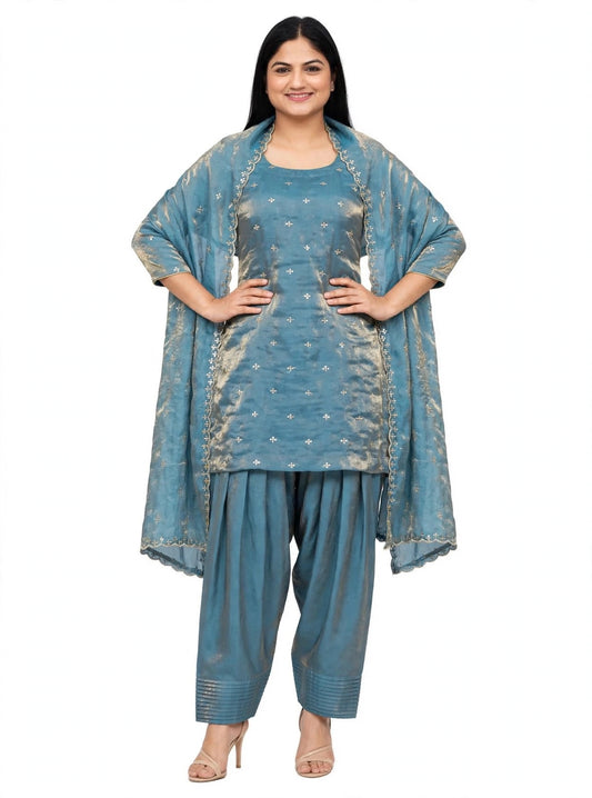 Farshi salwar suit in pastel English blue colour - Code 078