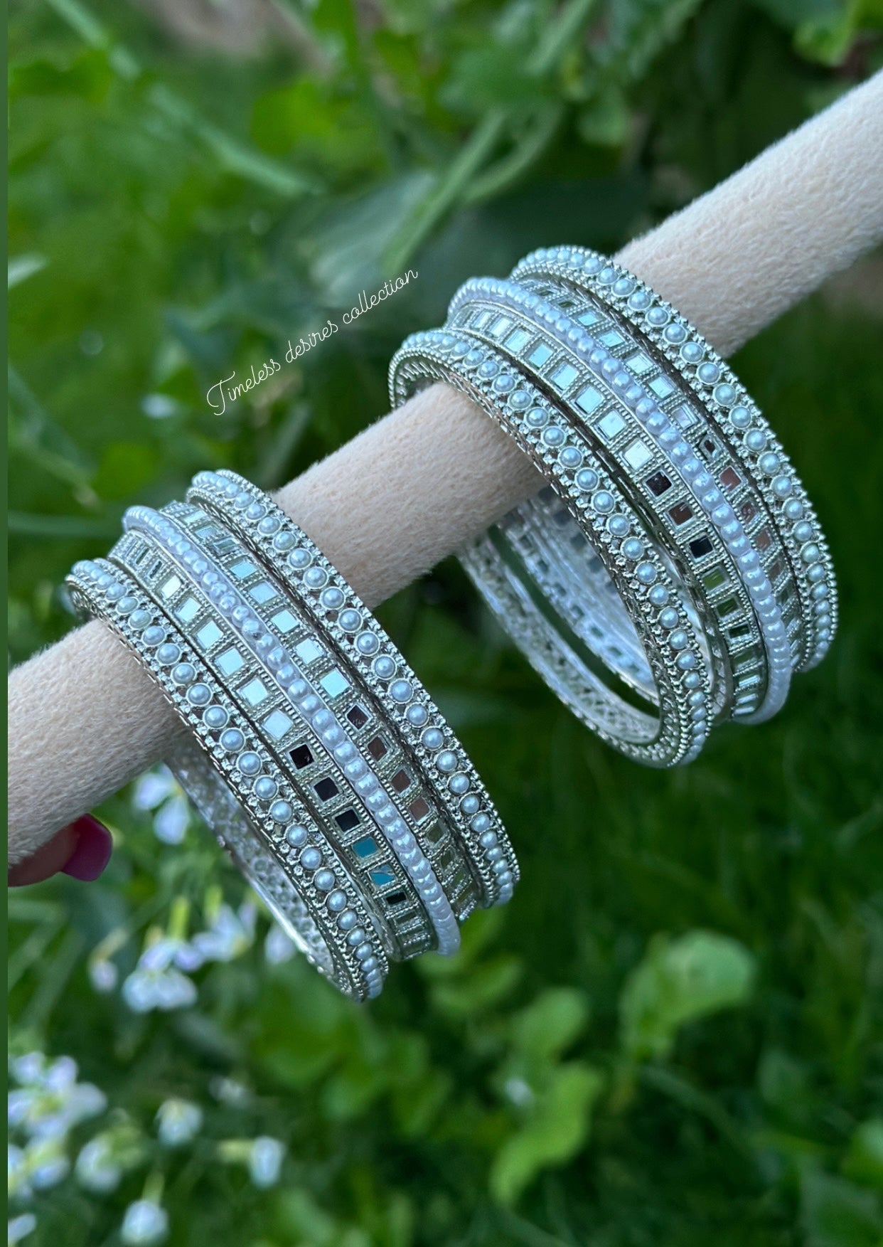 Silver bangles / kangan’s in mirror ( set of 6 )