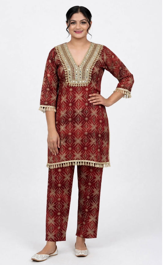 Mirror work Indo western Co ord set, Code 324