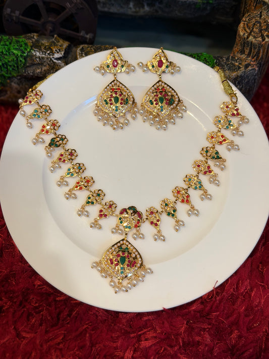 Traditional Multi colour necklace set - X41