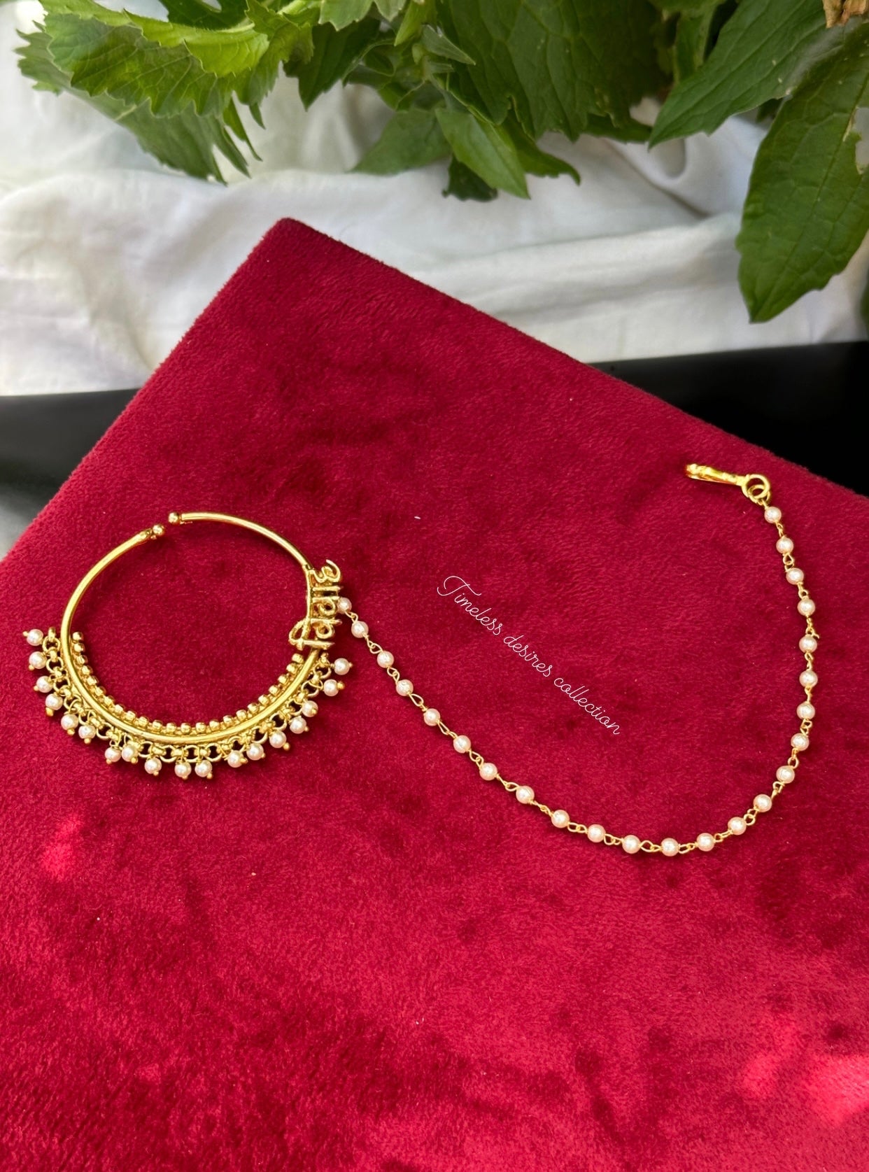 Nose nath ( vivah ) with chain in non piercing
