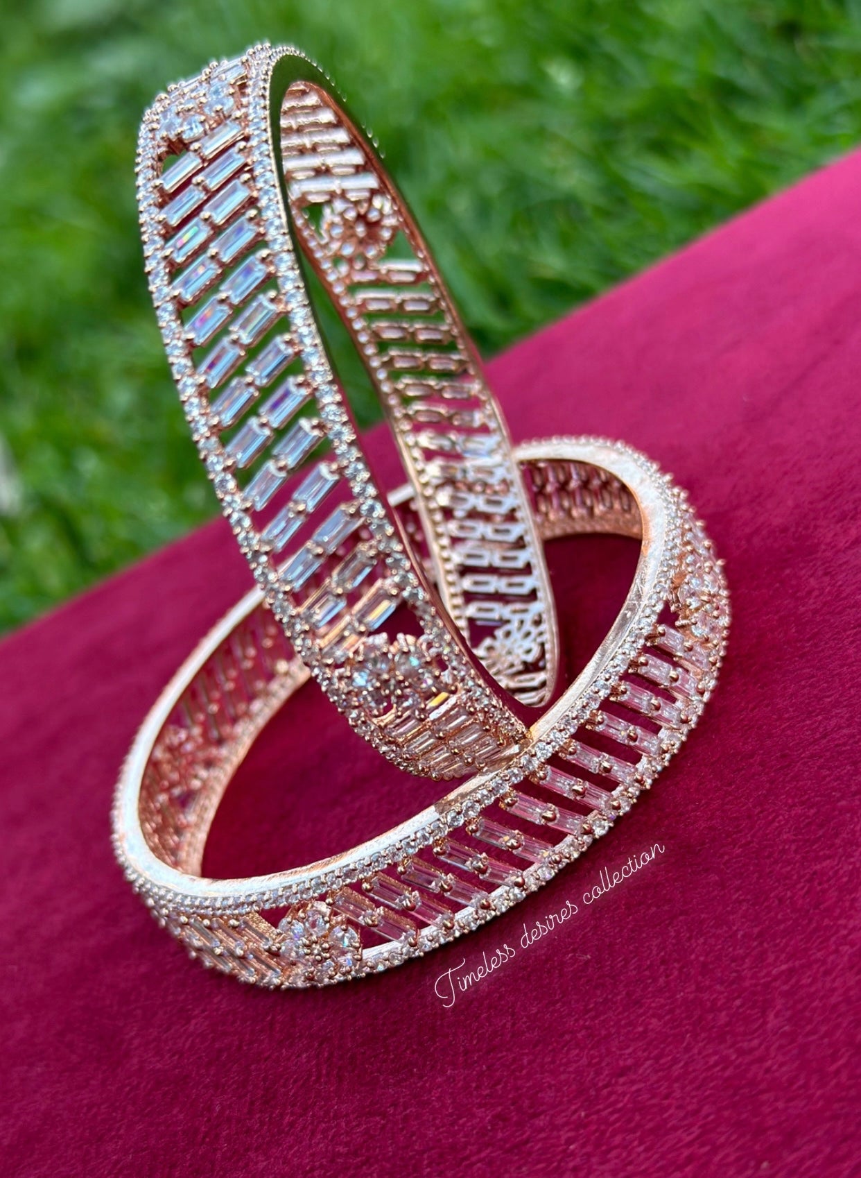 American diamond kangan / bangles in rose golden