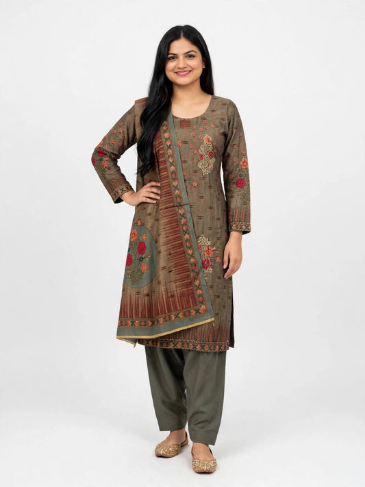 Winter wear pashmina salwar suit with shawl - code 232