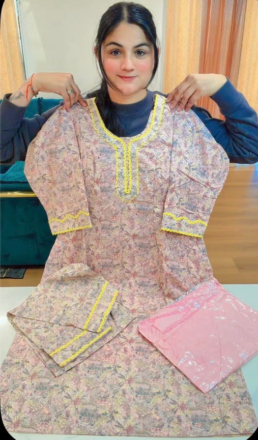Cotton suit - ( Colour : Light Pink ) Code - C13