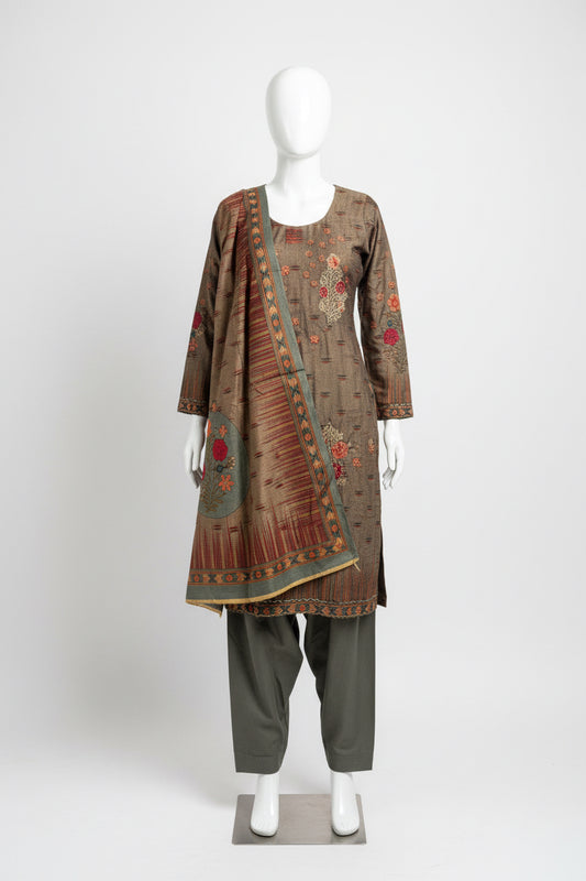 Winter wear pashmina salwar suit with shawl - code 232