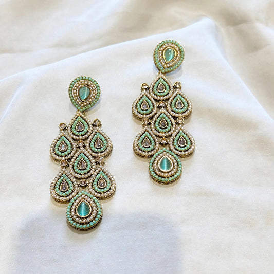 Polki earrings, Colour: Mint, (Code: X5)