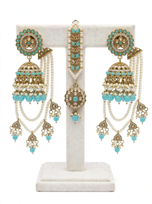 Babhubali Sahara earrings in sky blue colour, Code: E9