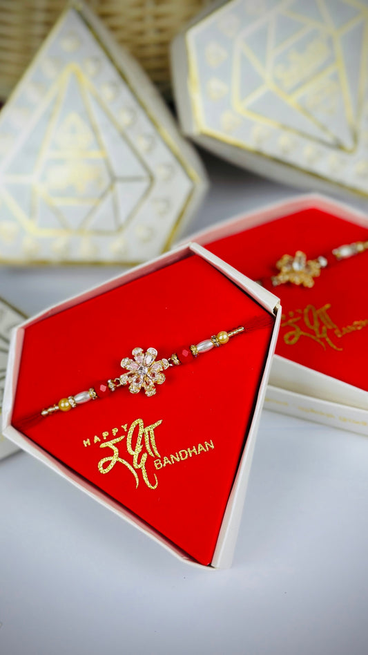 Premium Range Rakhi / Rakhdi Box in American Diamond - Code A42