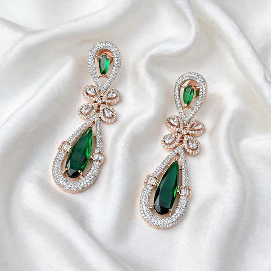 Green American diamond earrings