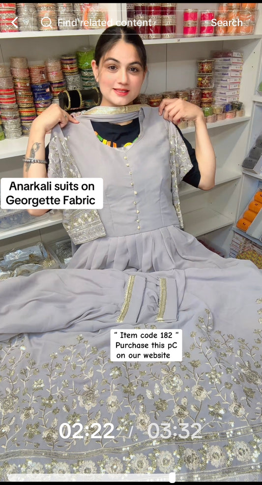 Item code: 182 (Anarkali 3 PC) Colour - Grey