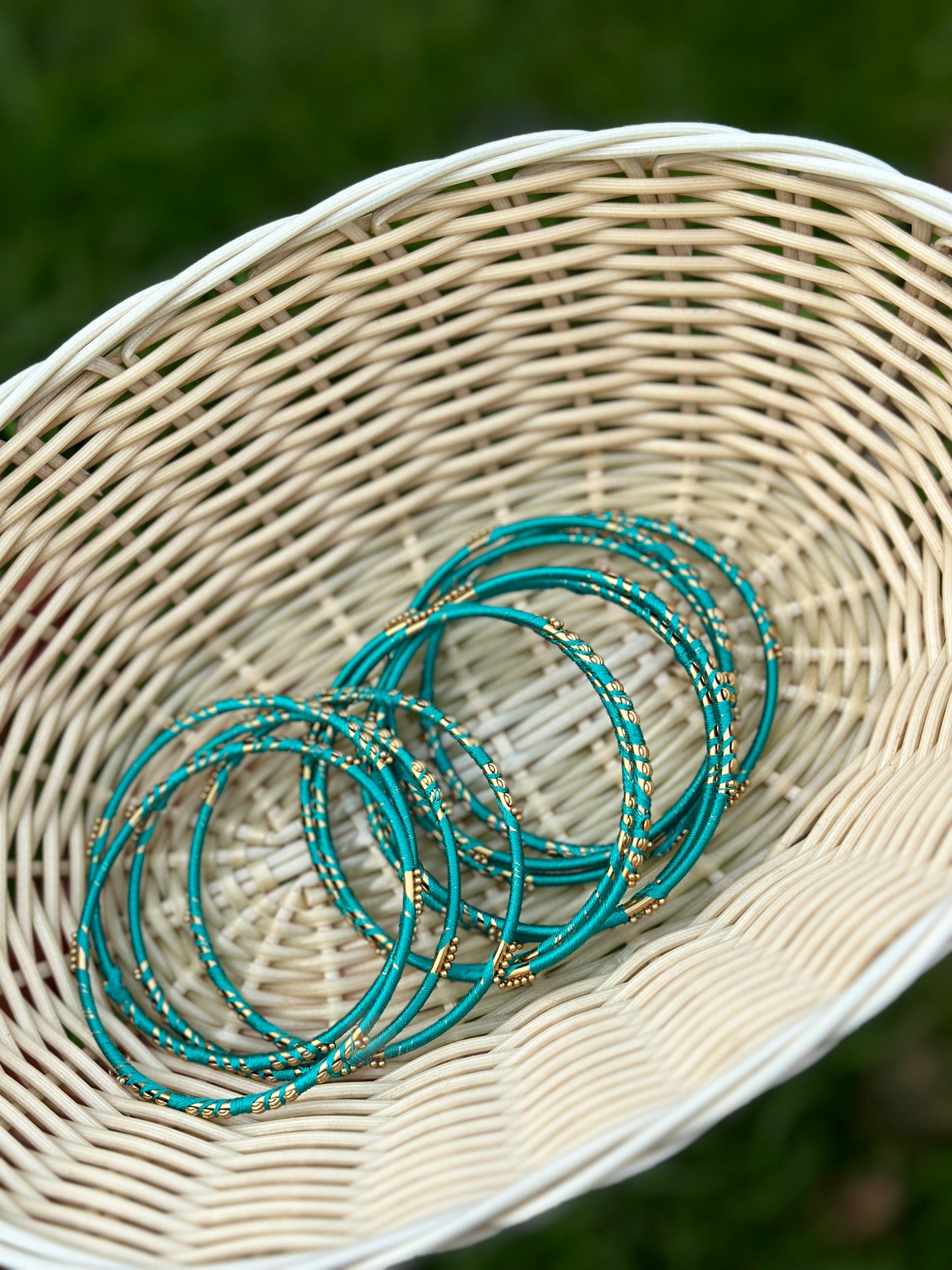 Peacock Blue colour thread bangles