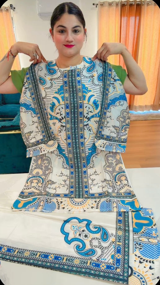Semi Turkish silk Co-Ord set - Code: R7