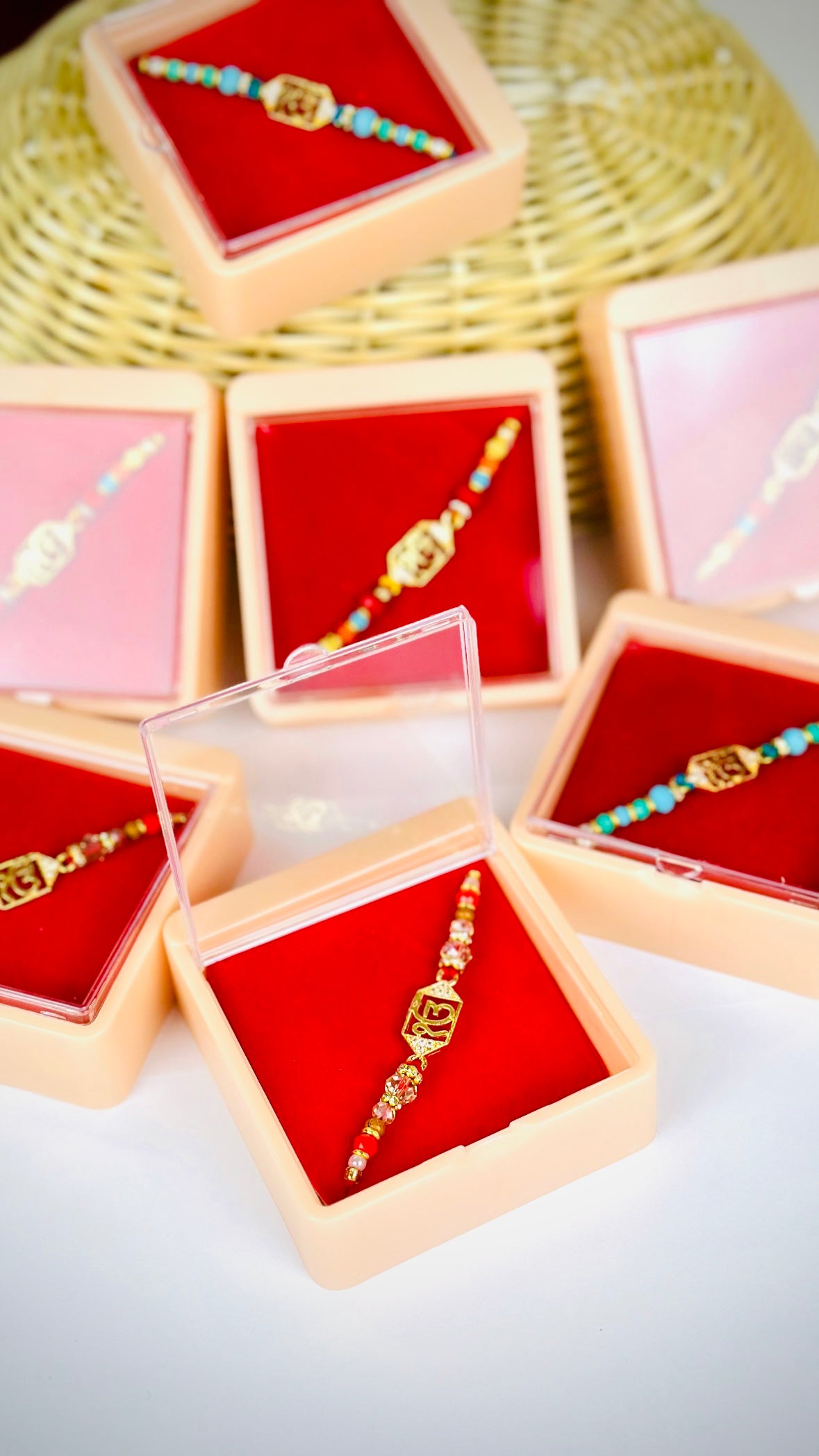 ੴ  Rakhi / Rakhdi box in American Diamond - Code A48