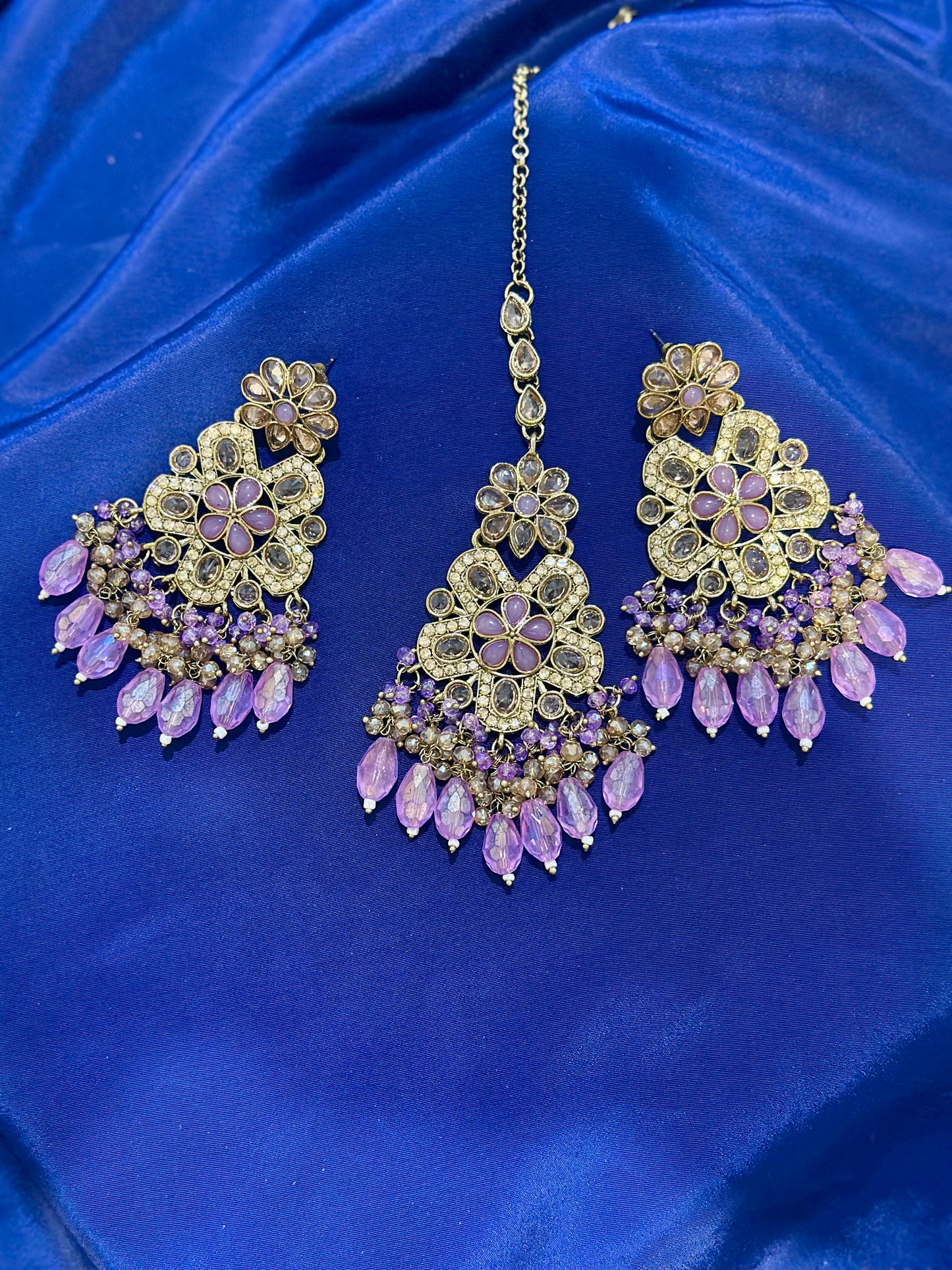 Polki earrings, Colour: Lavender, (Code: X2)
