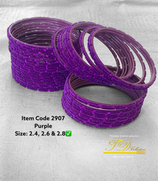 Bright purple Plain velvet bangles pack of 36 bangles