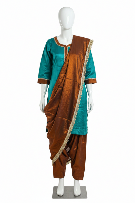 Farshi salwar Suit in peacock and brown colour :- Code 027