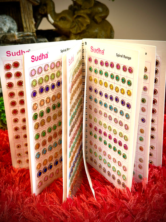 Pastel multi bindi book with stone border - X54
