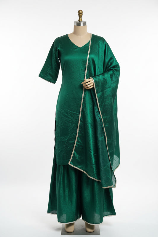 Sharara suit in bottle green- Code 030