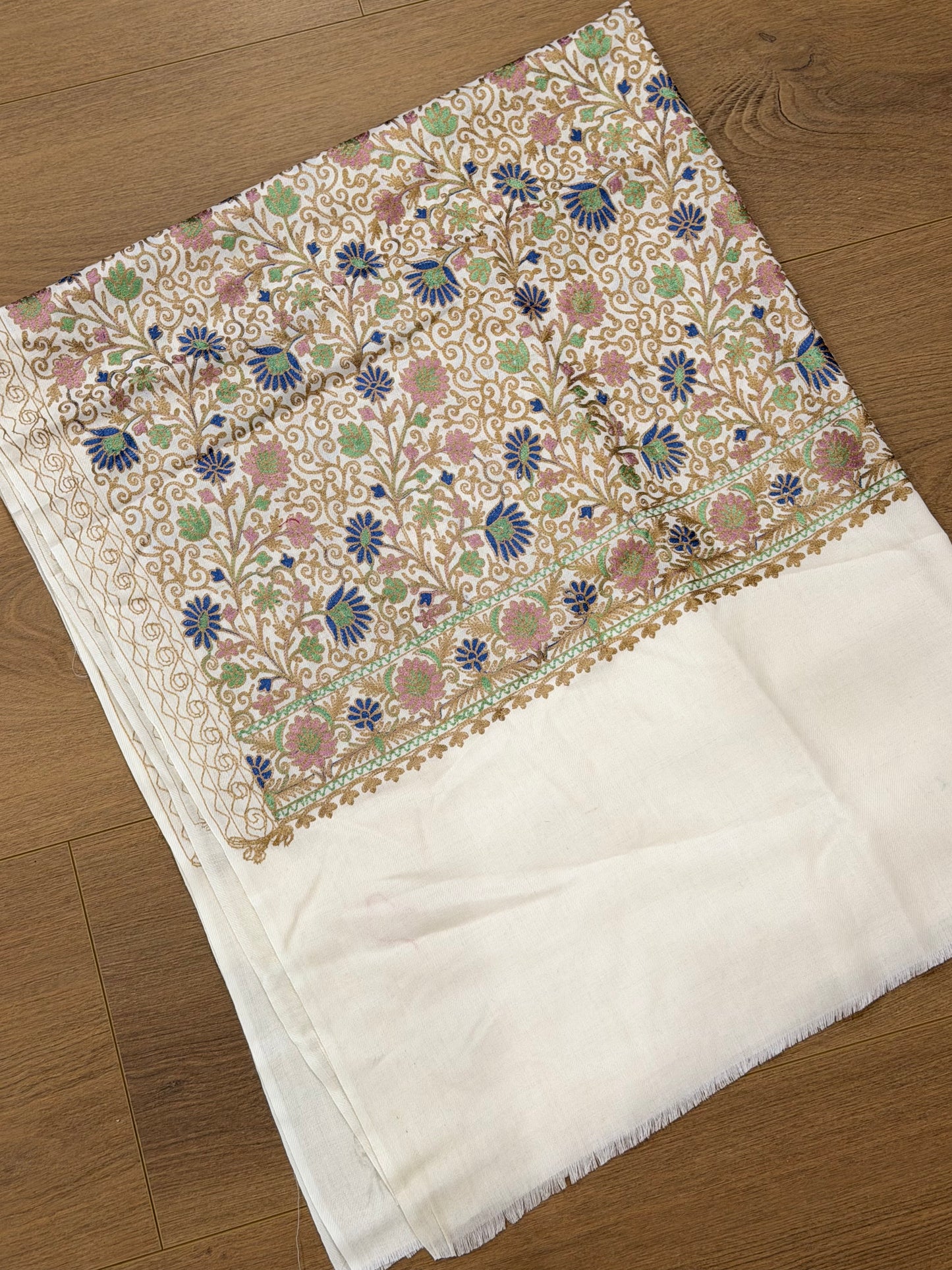 Pure pashmina shawl with Kashmiri work - Code Y34